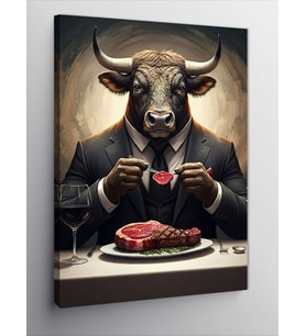 Kanvas Tablo Steak Yiyen Boğa