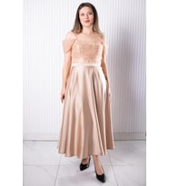 Asklı Pul Payetli Saten Abiye Elbise Gold MDV386