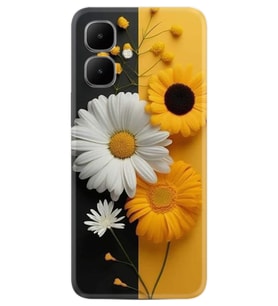 Infinix Smart 10 Kılıf Boutique Baskılı Resimli Sarı Beyaz Çiçek Pcode -044