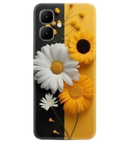 Infinix Smart 10 Kılıf Boutique Baskılı Resimli Sarı Beyaz Çiçek Pcode -044