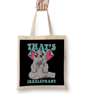 Cute & Funny That's Irrelephant Baby Elephant Pun Bez Çanta Uzun Saplı