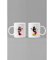 Mickey ve Minnie Mouse Sevgili/Çift/Arkadaş 2'li Kupa Bardak Seti (Beyaz)