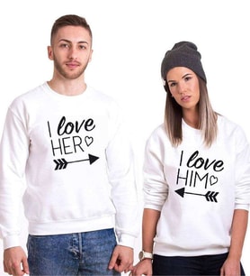 Tshirthane Love Her Love Him Sevgili Kombinleri Sweatshirt Kombini (Tek Ürün Fiyatıdır.)