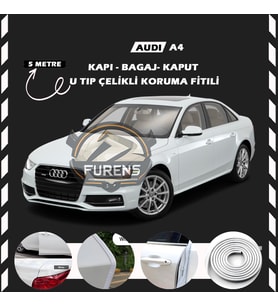 Audi A4 Oto Araç Kapı Koruma Fitili 5metre Parlak Beyaz Renk