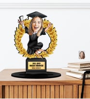Kişiye Özel Karikatürlü Mezun Öğrenci Ahşap Oscar - Masaüstü Biblo