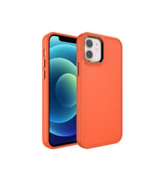 Apple iPhone 12 Pro Max Uyumlu Kılıf Metal Çerçeve ve Buton Tasarımlı Sert Zore Botox Kapak (Turuncu)