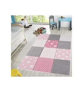 Rovigo Home Dijital Baskı Yıkanabilir Kaymaz Taban Çocuk Halısı RVG4072 (Pembe)