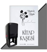 Kişiye Özel Çiçek Buketi 1 Tarihli Otomatik Kitap Kaşesi (Siyah)