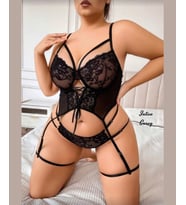 Intive Curvy Siyah Büyük Beden Jartiyerli Büstiyerli Tranparan Jartiyer Takım