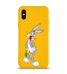 Apple iPhone X Uyumlu Lansman Kılıf Bugs Bunny Tasarımlı Altı Kapalı İçi Kadife Kaplı  Kapak (Şeffaf)