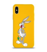 Apple iPhone X Uyumlu Lansman Kılıf Bugs Bunny Tasarımlı Altı Kapalı İçi Kadife Kaplı  Kapak (Şeffaf)
