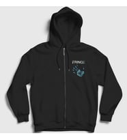 Presmono Unisex Siyah Hand Fringe Dizi Fermuarlı Kapüşonlu Sweatshirt 438431tt
