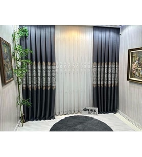 Lexroo Fj631749 V-2540 Arora Antrasit 1/3 Sık Pileli Fon Perde Apm