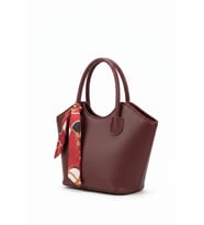 Kadın Fular Detaylı El ve Omuz Çantası 24*15 (Bordo-Bordo)