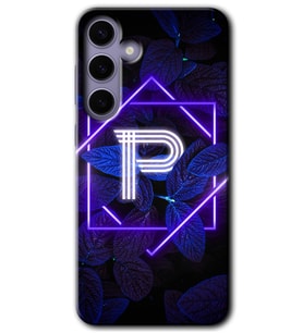 Galaxy S24 Kılıf HD Desen Baskılı Kılıf - Dark Neon Yaprak P Harfi