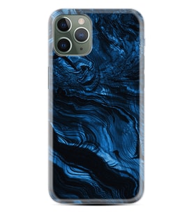 Apple iPhone 11 12 13 14 Pro Max Kılıf Desemli Silikon Blue MArble 1379