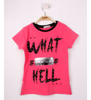 Toontoy Kız Çocuk Pullu İnci Detaylı T-Shirt (Fuşya)