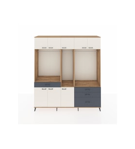 Hyperion Dolap 8 Raflı 4 Çekmeceli 3 Askılı 220x44x243 Çam-Aytaşı/Antrasit