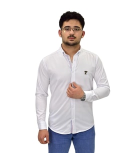 Erkek Spor Silim Fit Uzun Kol Gömlek BGL-ST04483 (Beyaz)