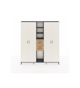Arges Dolap 15 Raflı 2 Çekmeceli 4 Kapaklı 220x30x243 Antrasit-Aytaşı/Çam