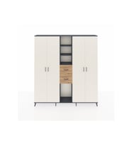 Arges Dolap 15 Raflı 2 Çekmeceli 4 Kapaklı 220x30x243 Antrasit-Aytaşı/Çam