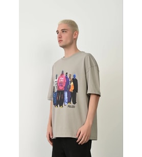 Erkek Baskılı T-Shirt Kısa Kol Bisiklet Yaka Rahat Kalıp Tişört - Boyalı Gri