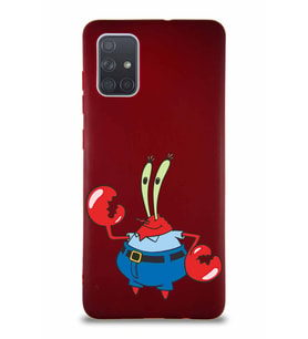 Samsung Galaxy A71 Soft Premier Kapak Bay Yengeç Tasarımlı Silikon Kılıf - Mürdüm (Şeffaf)