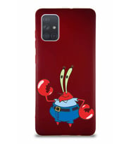 Samsung Galaxy A71 Soft Premier Kapak Bay Yengeç Tasarımlı Silikon Kılıf - Mürdüm (Şeffaf)