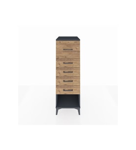 Kronos Dolap 5 Çekmeceli 44x59x134 Antrasit-Çam