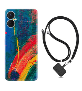 Tecno Spark 9T Kılıf Silikon Boyun Askılı İpli Desenli Silikon Ressam Sulu Boya 1600