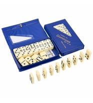 Büyük Boy Domino Oyun Seti Seramik Kemik Domino Taşı Seti Çantalı 5 X 2,5 X 1 Cm