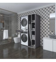 Kenzlife çamaşır-kurutma makinesi dolabı gutas sağ gri 187*120*60 çekmeceli banyo (Beyaz)