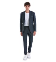 Lacivert Slim Fit Düz Mono Yaka Klasik Takım Elbise