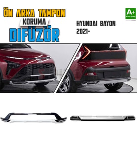S-Dizayn Hyundai Bayon Ön ve Arka Tampon Koruma Difüzör Seti 2021 Üzeri A+ Kalite (Karışık)