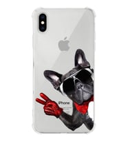 PrintiFy Apple iPhone XS Max Uyumlu Köpek 2 Baskılı Şeffaf Köşe Korumalı Antişok Kılıf