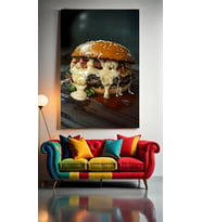 KAŞARLI BURGER Ev Duvar Salon Güzellik Salonu Ofis Dükkan Dekarasyon Kanvas Tablo (Çok Renkli)
