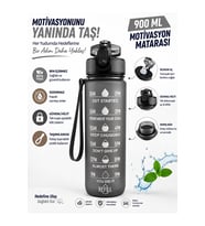 900 ML Motivasyon Matarası – Sızdırmaz, Kilitli, Silikon Uçlu, Taşıma Askılı, Geniş Ağızlı Su Matarası2