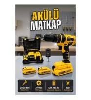 12V Akülü Matkap 2 Vitesli LED Aydınlatmalı Çift Bataryalı Ergonomik Tasarım