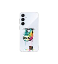 Samsung Galaxy A55 ile Uyumlu Splash Tembel Hayvan Tasarımlı Şeffaf Silikon Kılıf