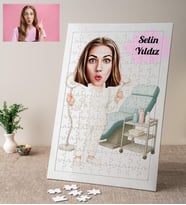 Karikatürlü Güzellik Uzmanı Kişiye Özel Puzzle