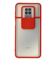 Durukar® Redmi Note 9 Pro Kılıf Palm Buzlu Kamera Sürgülü Silikon - Kırmızı