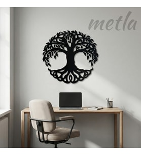 Metla Metal Daire Formlu Yaşam Ağacı Modern Metal Duvar Tablosu Salon Ofis Hediye Dekorasyon