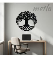 Metla Metal Daire Formlu Yaşam Ağacı Modern Metal Duvar Tablosu Salon Ofis Hediye Dekorasyon