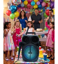 Kablosuz Karaoke Hoparlör Mikrofonlu Rgb Işıklı Bluetooth Speaker Usb Tf Kart Destekli