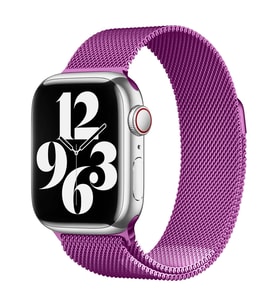 Apple Watch 7 45mm Uyumlu Kordon Hasır Metal Mıknatıslı Zore Band-01 Kayış (Mor)