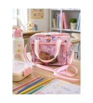 Çocuk Termal Okul Beslenme Çantası Şeffaf Cepli Peluş Aksesuarlı Omuz Askılı Lunch Bag