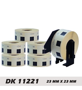 EcotagPlus Brother DK 11221 Etiket 23 mm x 23 mm - 6 X 1000 Adet + Tutucu