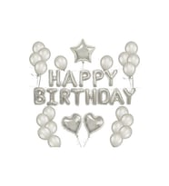 Happy Bırtday Gümüş Balon Seti