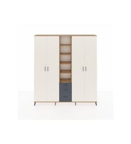 Arges Dolap 17 Raflı 3 Çekmeceli 4 Kapaklı 220x30x243 Çam-Aytaşı/Antrasit