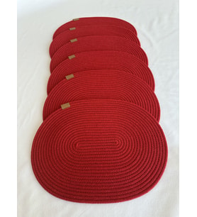 Jüt Amerikan Servis Sofra Altlığı, Masa Dekoru Supla Oval 30x40 6lı (Kırmızı)